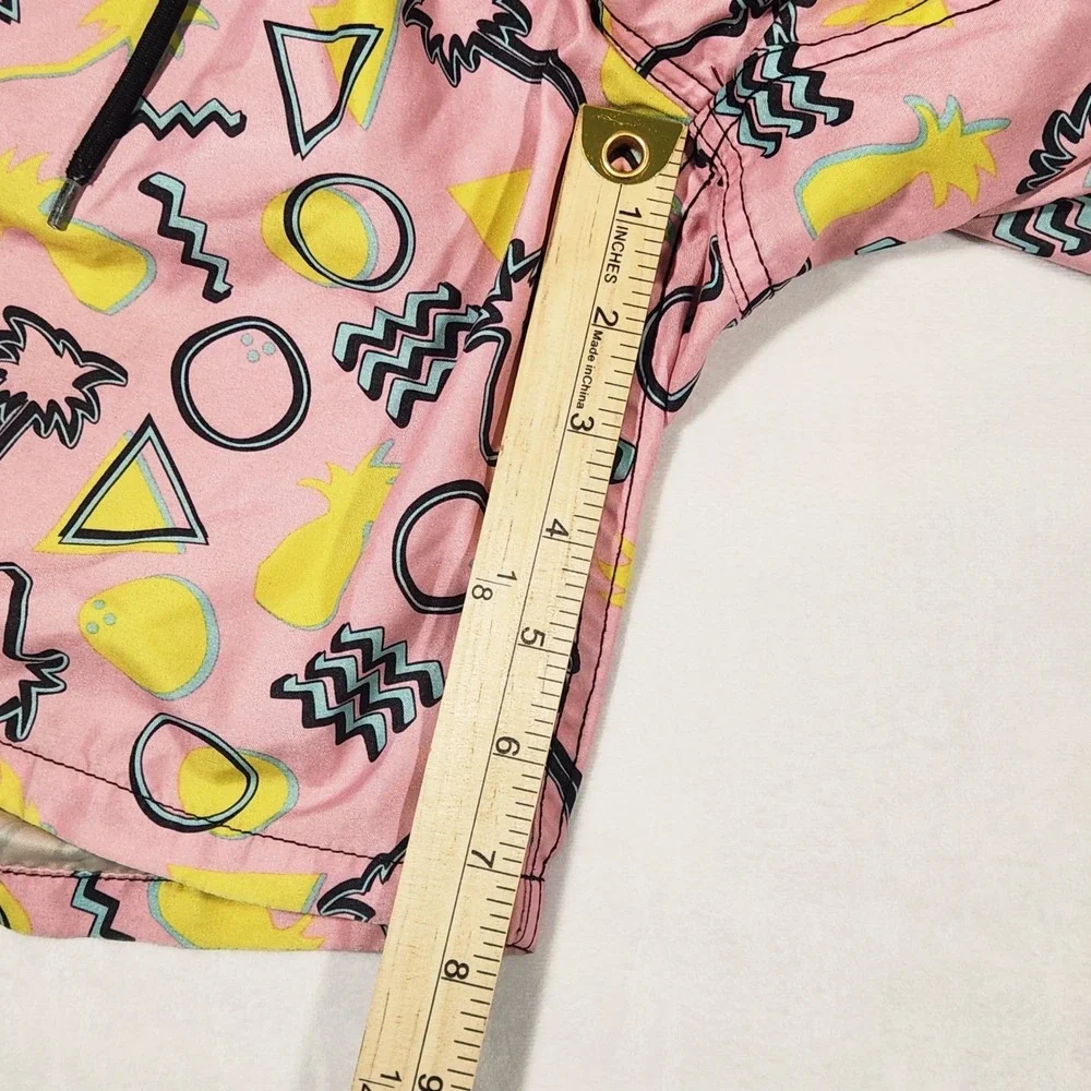 Classic Coastal Beach Bros Retro 80s Geometric Tropical Pineapple Swim‎ Trunks M